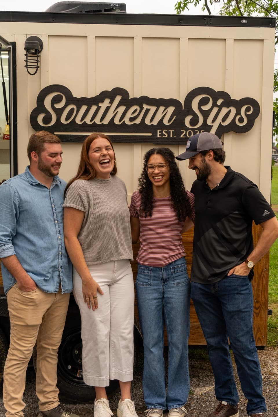 Covenant Media Group team with the Southern Sips owners in front of their trailer